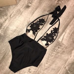 👽⭐️BLACK SEXY MESH BRAZILAN ONE PIECE SMALL❤️❤️